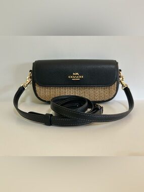 Coach Hailey FlapBag Crossbody Toast/Black Gold Hardware Can69
